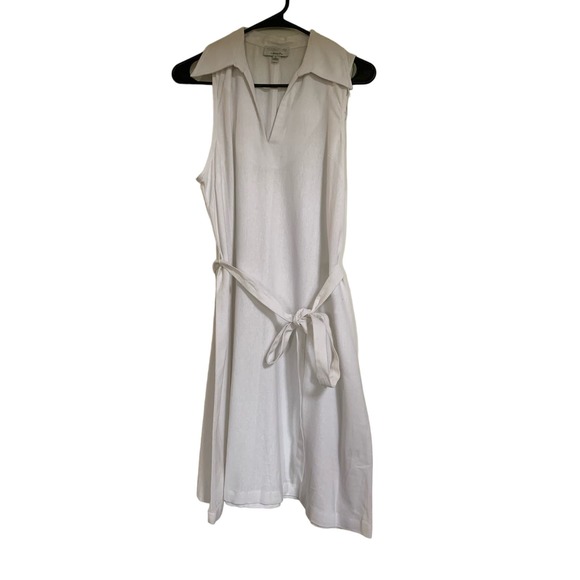 Signature by Robbie Bee Linen Blend White  Large Womens Knee Length dress - Picture 1 of 5